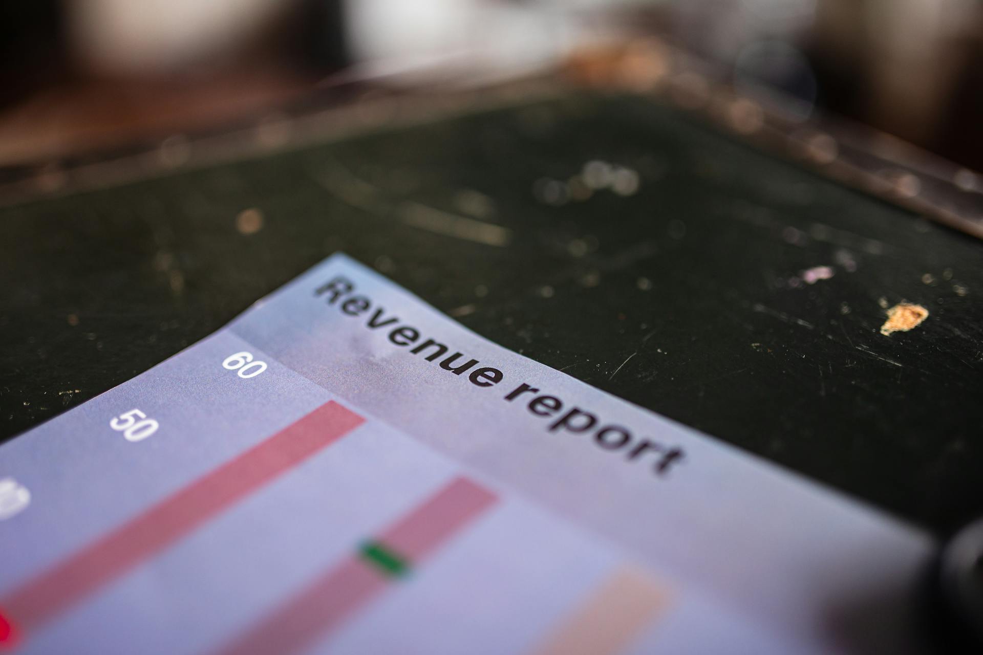Close-up of revenue report chart showing business growth and Shopify revenue performance metrics