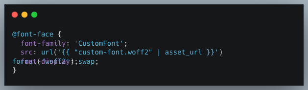 CSS font-display swap example that prevents invisible text, improves font loading behavior, and reduces the impact of render-blocking resources.
