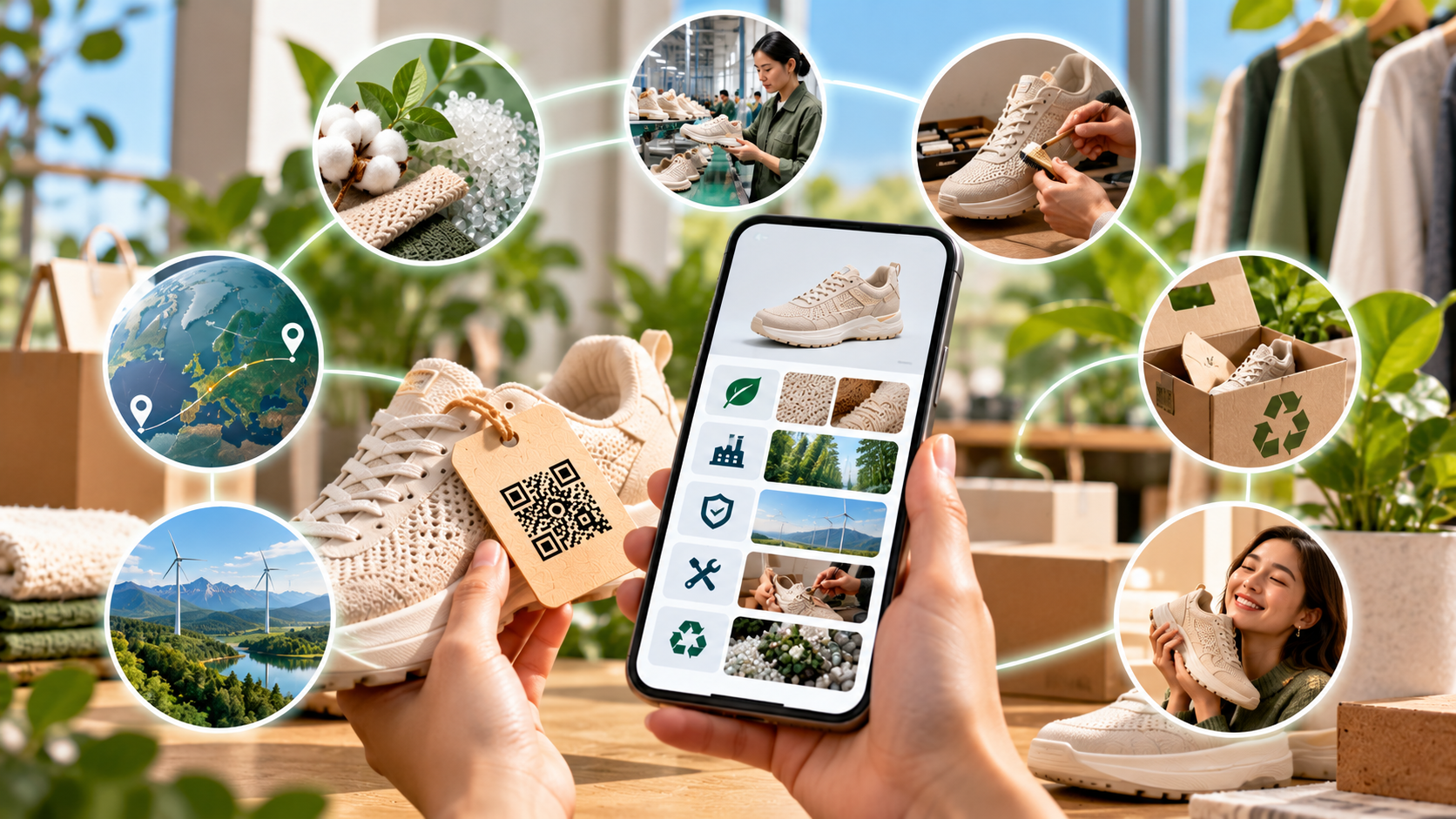 Digital Product Passport improving the Shopify customer experience with product transparency, material data, traceability, repair information, sustainability, and recycling guidance.